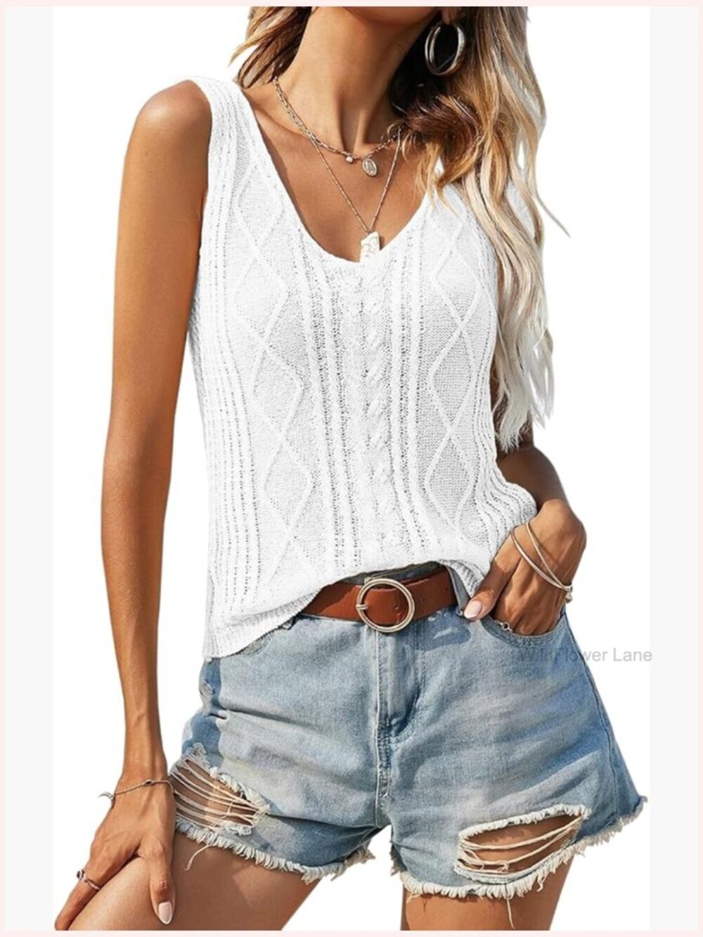 Women's V Neck Knit Tank Top Sleeveless Sweater Vest Summer Casual